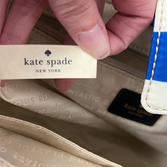 Kate Spade Purse Berry Street Elise Tote Bag Blue White Shoulder Gingham Nylon - Picture 11 of 12